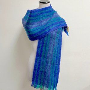 John Hanly & Co. Ltd stripe mohair scarf shawl unisex Ireland 9 x 72 NWT vintage